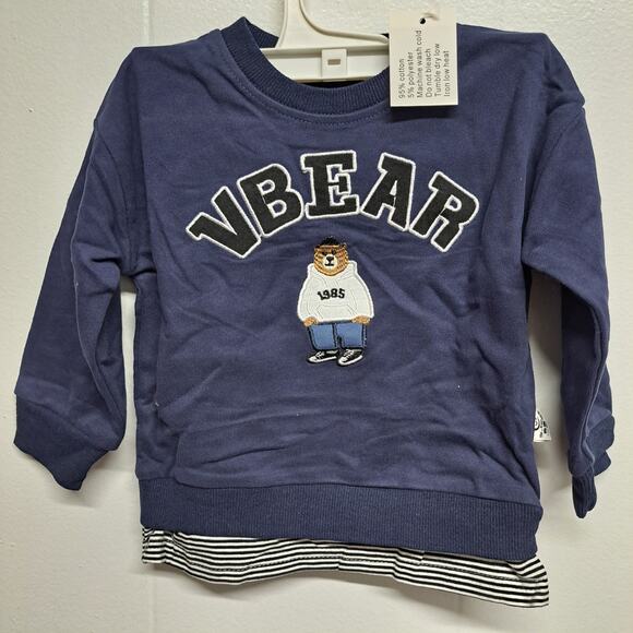 Yi Nian Ni Toddler‎ 2Pc Set Navy VBear Sweatshirt & Pants 90 (18-24M) - Picture 1 of 11